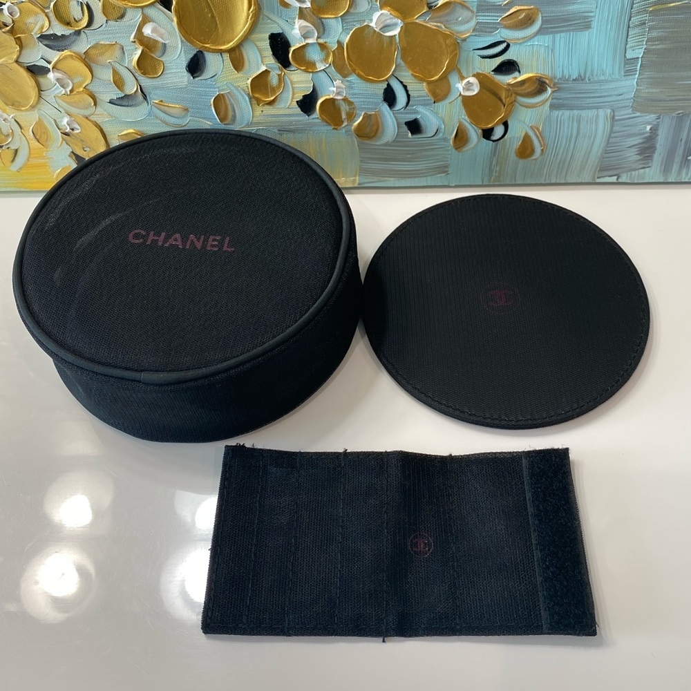 Chanel Cosmetic Pouch Bag, Mirror, and Brush Holder
